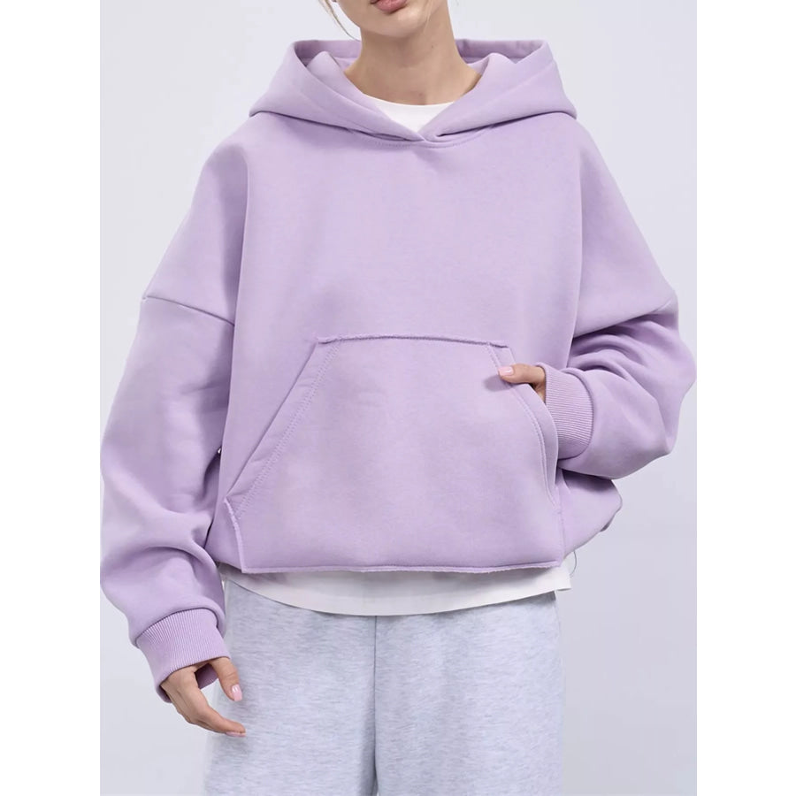 Kangaroo Pocket Dropped Shoulder Hoodie Apparel and Accessories