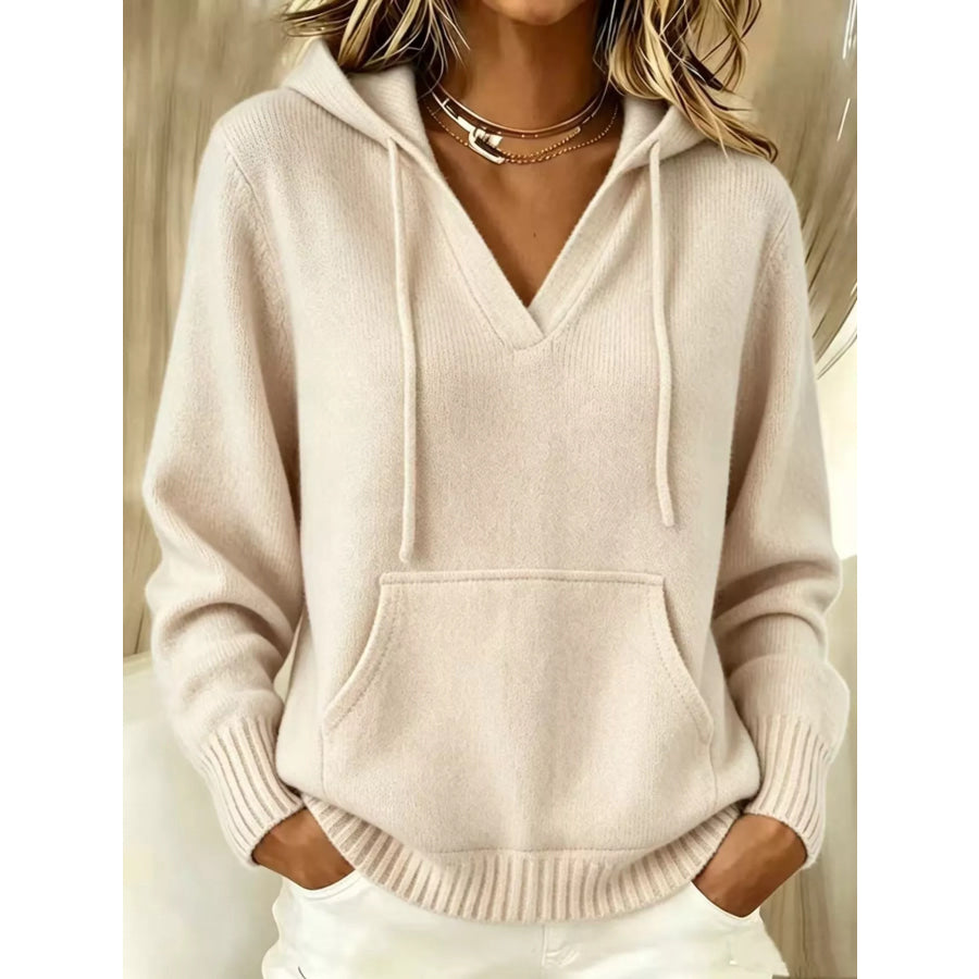 Kangaroo Pocket Hooded Sweater Apricot / S Apparel and Accessories