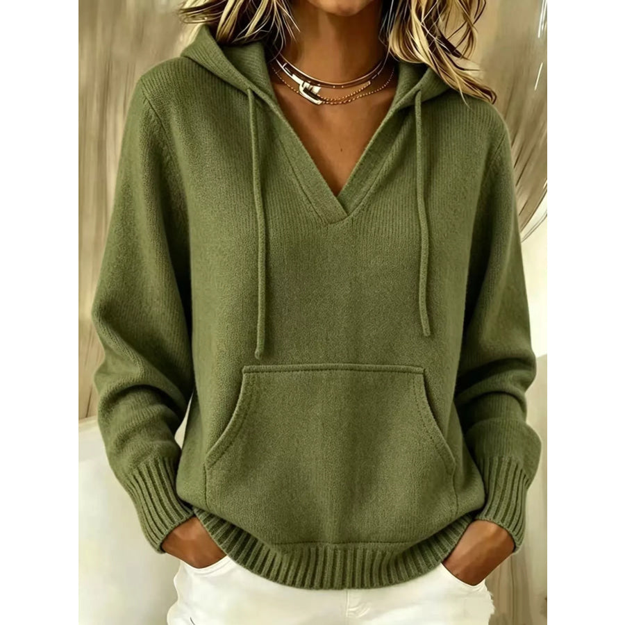 Kangaroo Pocket Hooded Sweater Army Green / S Apparel and Accessories