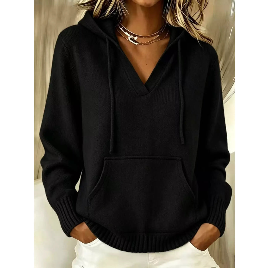 Kangaroo Pocket Hooded Sweater Black / S Apparel and Accessories