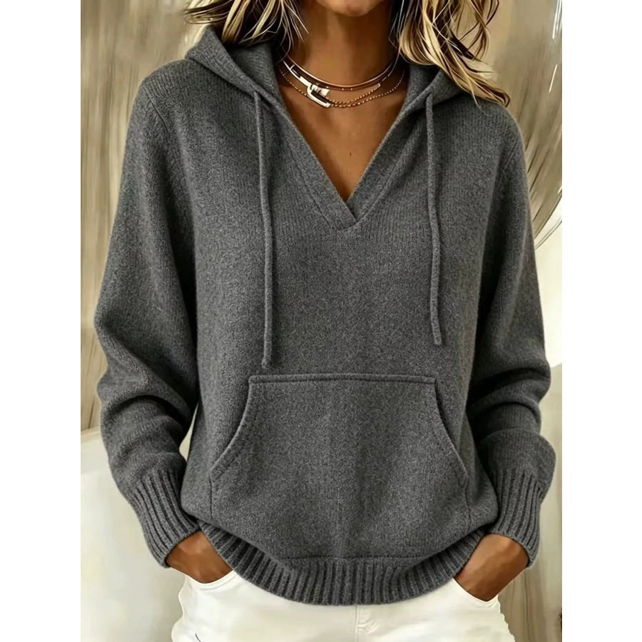 Kangaroo Pocket Hooded Sweater Dark Gray / S Apparel and Accessories