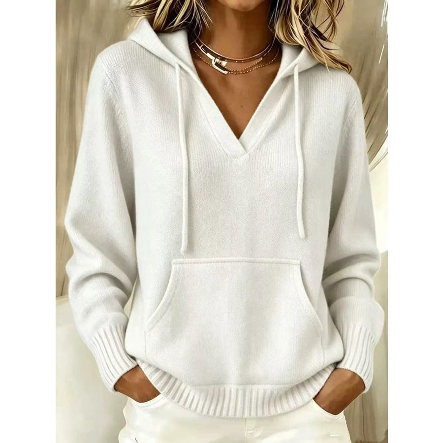 Kangaroo Pocket Hooded Sweater White / S Apparel and Accessories
