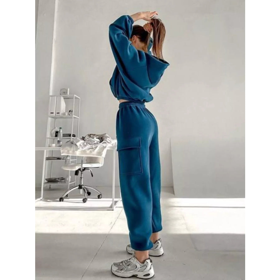 Kangaroo Pocket Hoodie and Joggers Set Blue / S Apparel Accessories