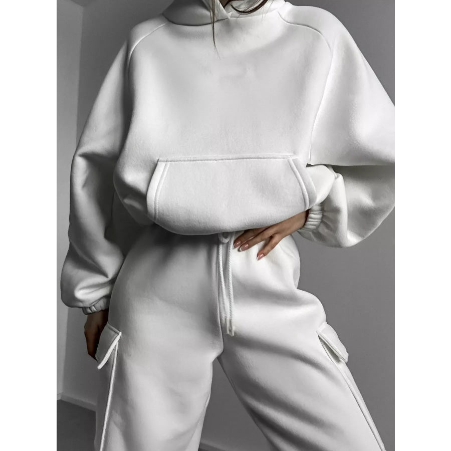 Kangaroo Pocket Hoodie and Joggers Set White / S Apparel Accessories