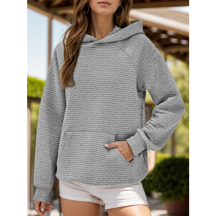 Kangaroo Pocket Long Sleeve Hoodie Gray / S Apparel and Accessories