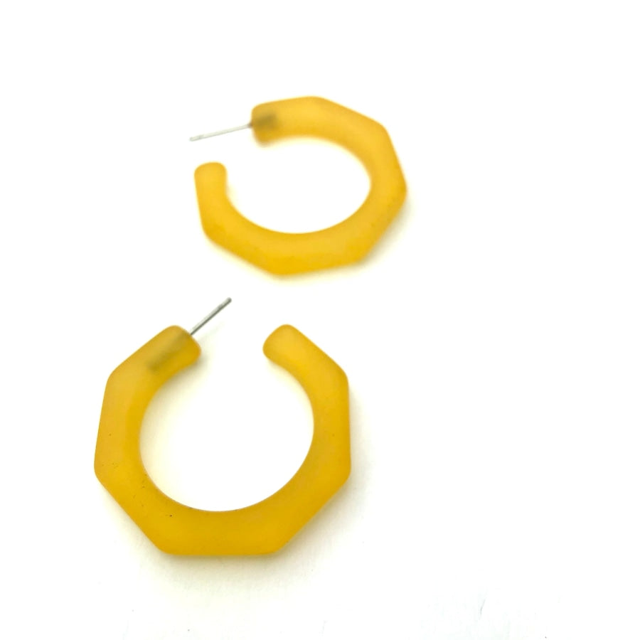 Kay Octagon Hoop Earrings Golden Yellow Frosted Kay Hoop Earrings