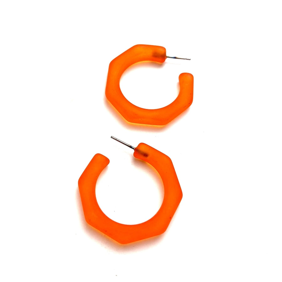 Kay Octagon Hoop Earrings Orange Frostd Kay Hoop Earrings