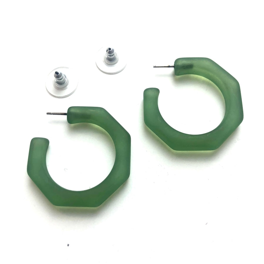 Kay Octagon Hoop Earrings Sea Glass Green Frosted Kay Hoop Earrings