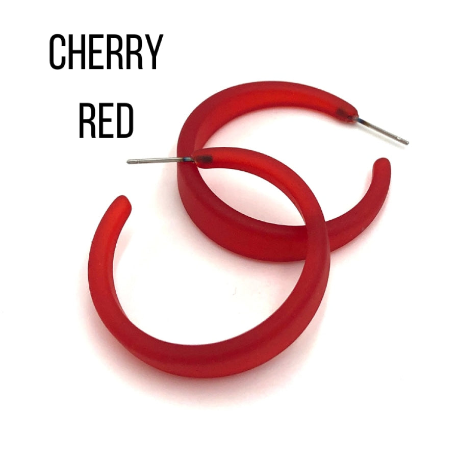 Keira Frosted Hoop Earrings Cherry Red Keira Hoop