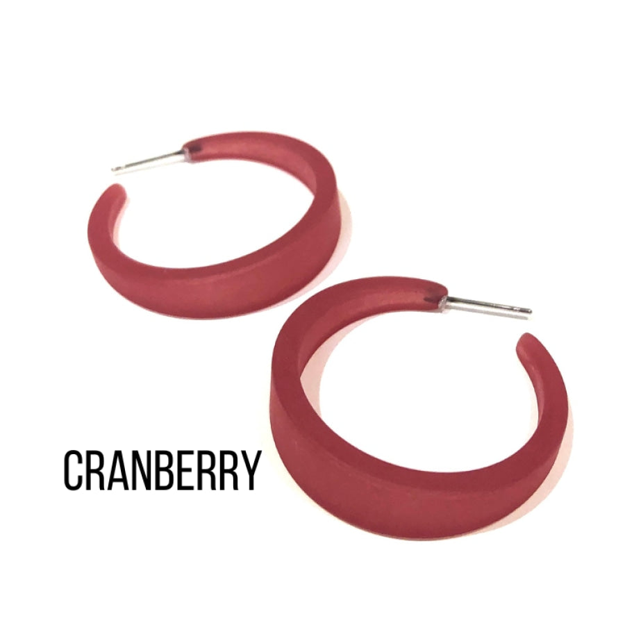 Keira Frosted Hoop Earrings Cranberry Keira Hoop