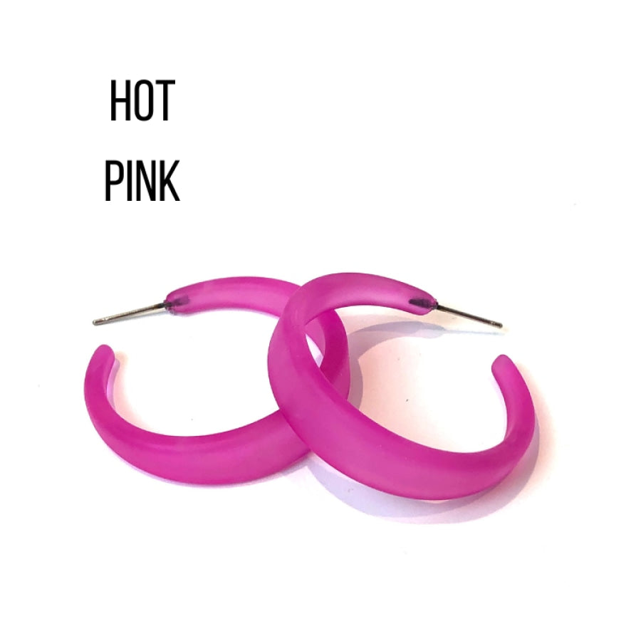 Keira Frosted Hoop Earrings Hot Pink Keira Hoop