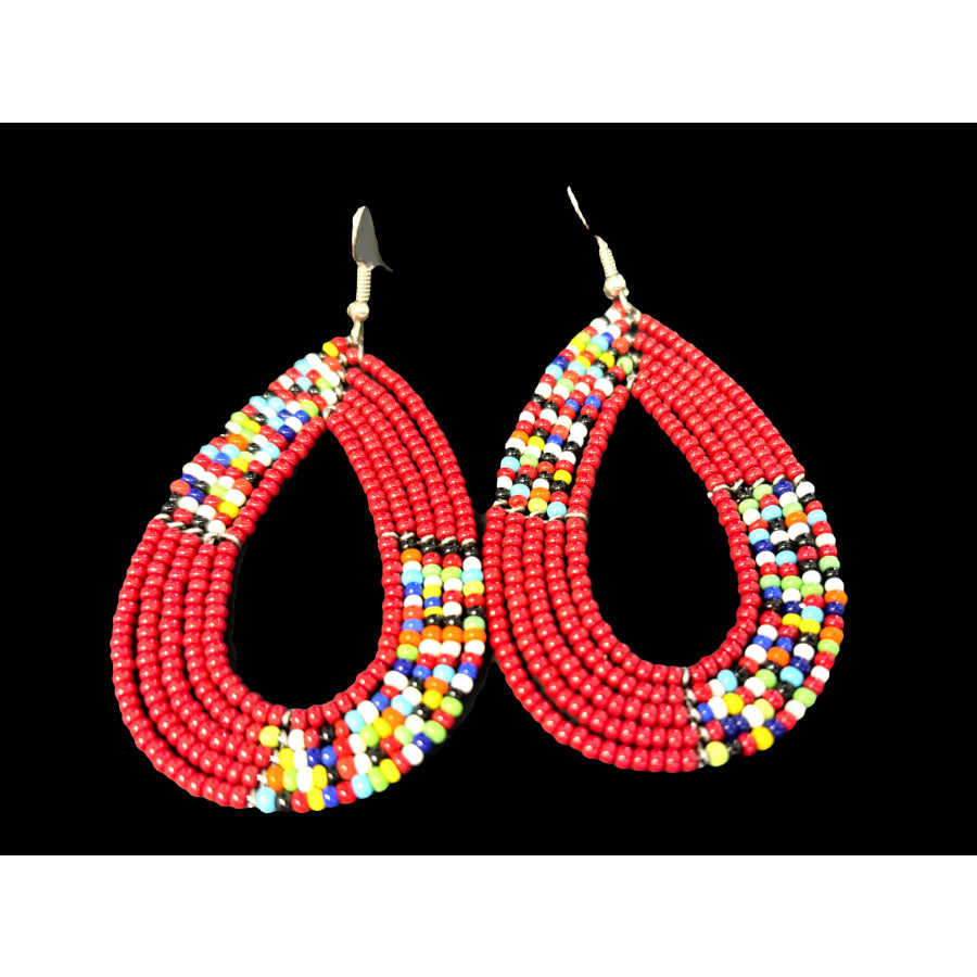 Kenyan Multi - Beaded Earrings Red