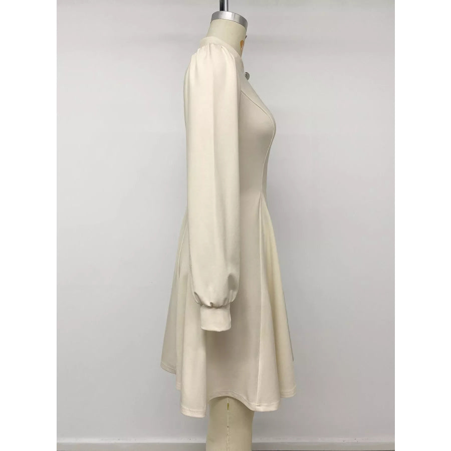 Keyhole Neckline Long Sleeve A-Line Mini Dress Apparel and Accessories