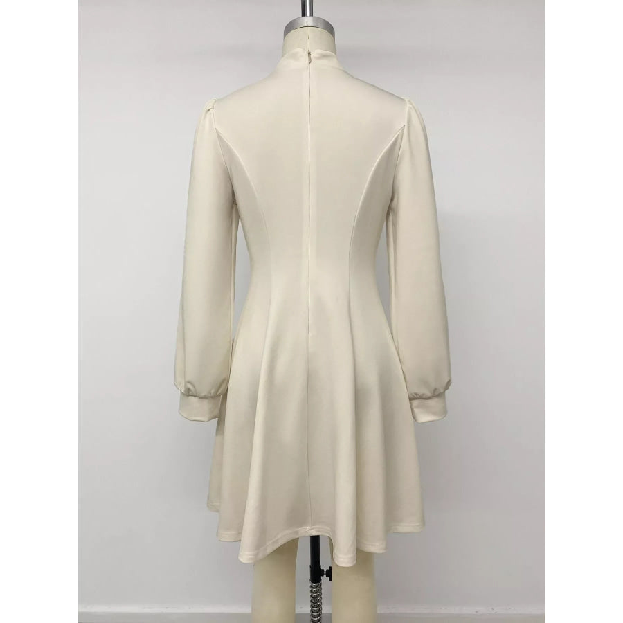 Keyhole Neckline Long Sleeve A-Line Mini Dress Apparel and Accessories