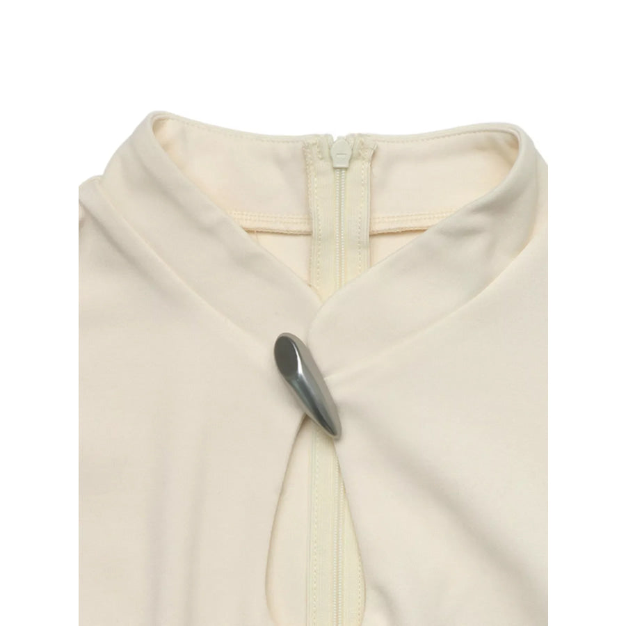 Keyhole Neckline Long Sleeve A-Line Mini Dress Apparel and Accessories
