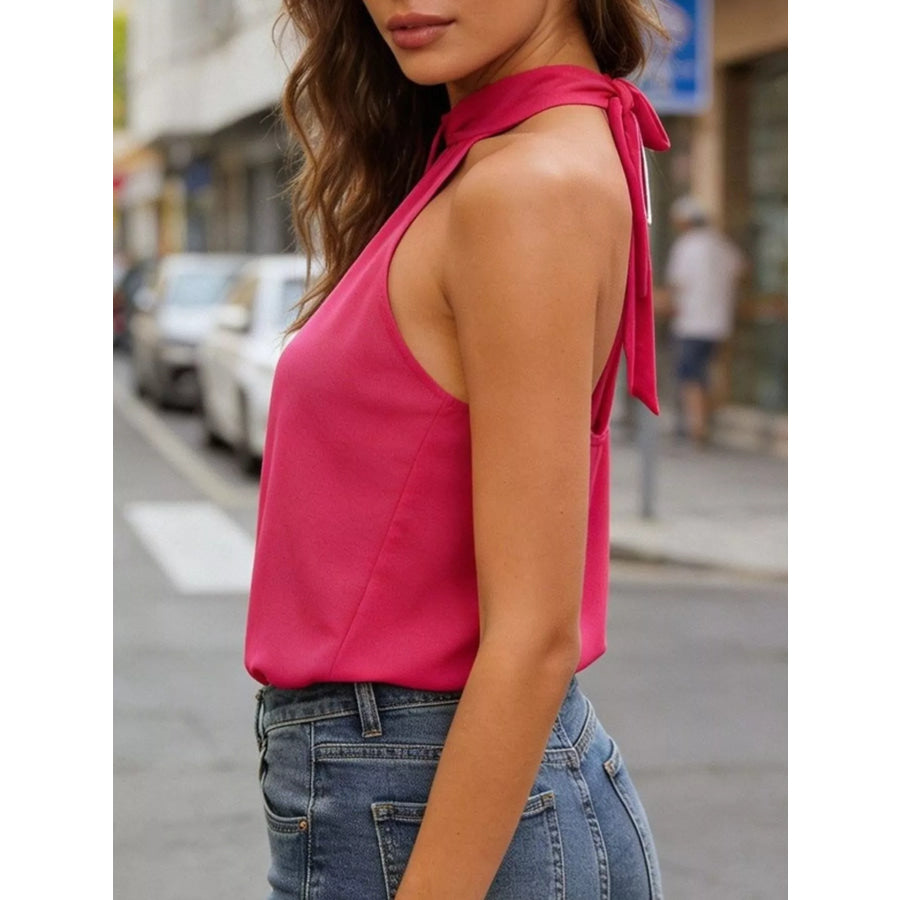 Keyhole Sleeveless Tank Hot Pink / XS Apparel and Accessories