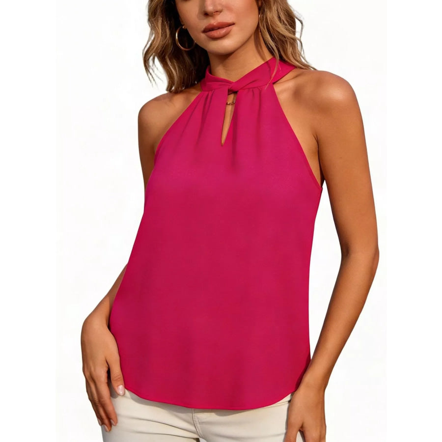 Keyhole Sleeveless Tank Hot Pink / XS Apparel and Accessories
