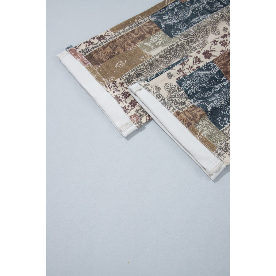 Khaki Patchwork Print Casual Shift Jeans Bottoms/Jeans