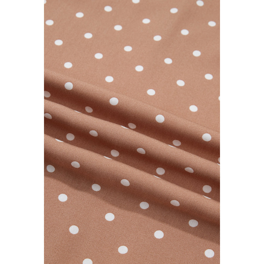 Khaki Polka Dot Lace Hem Elegant Long Shift Skirt Bottoms/Skirts & Petticoat