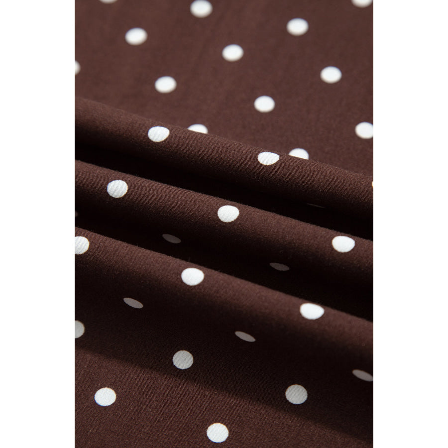 Khaki Polka Dot Lace Hem Elegant Long Shift Skirt Bottoms/Skirts & Petticoat
