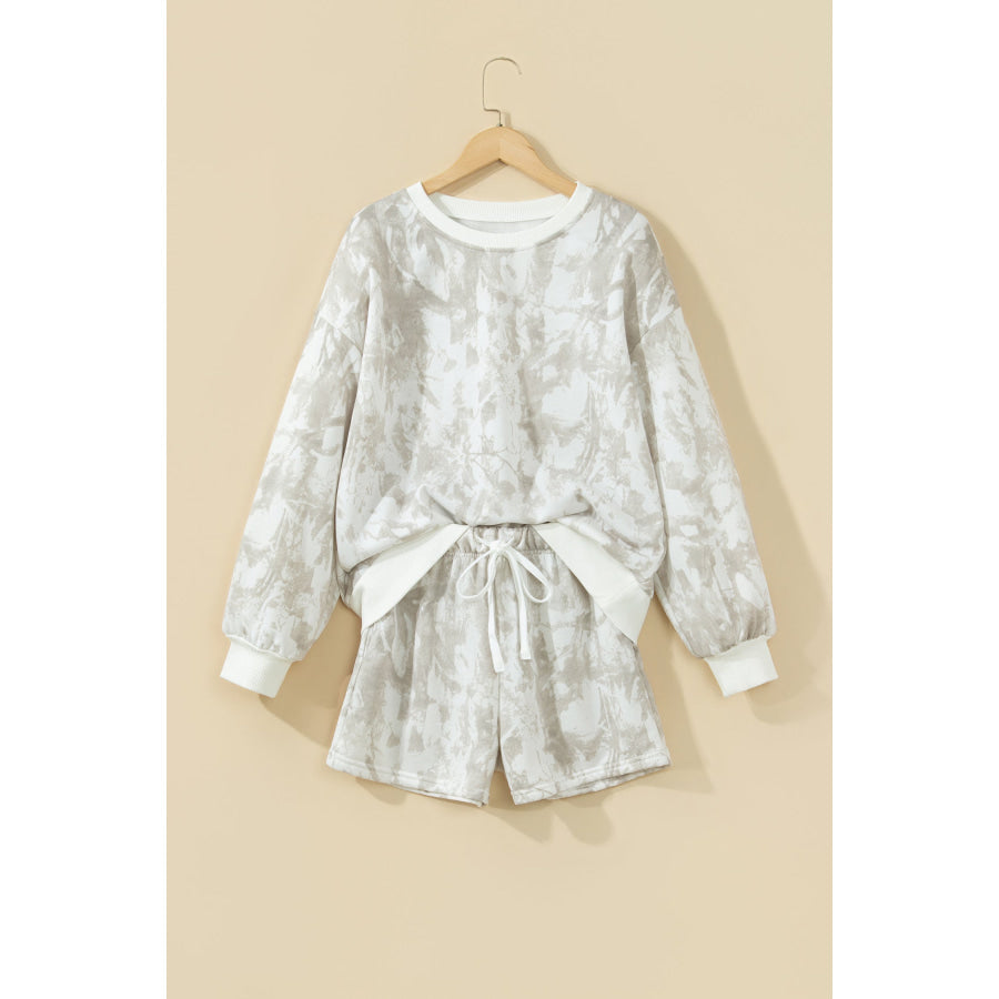 Khaki Woodland Camouflage Long Sleeve Top and Shorts Set Two Piece Sets/Short Sets