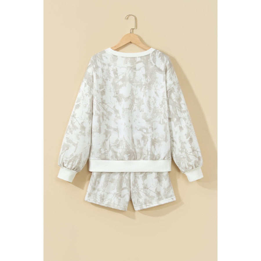 Khaki Woodland Camouflage Long Sleeve Top and Shorts Set Two Piece Sets/Short Sets