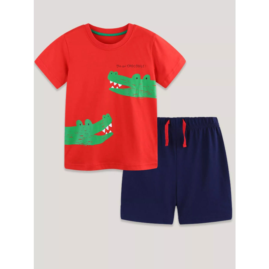 Kids’ Crocodile Print T-shirt and Shorts Set Apparel and Accessories