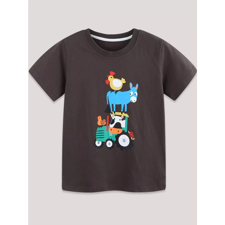 Kids’ Farm Animal Graphic T-Shirt Chocolate / 2Y Apparel and Accessories