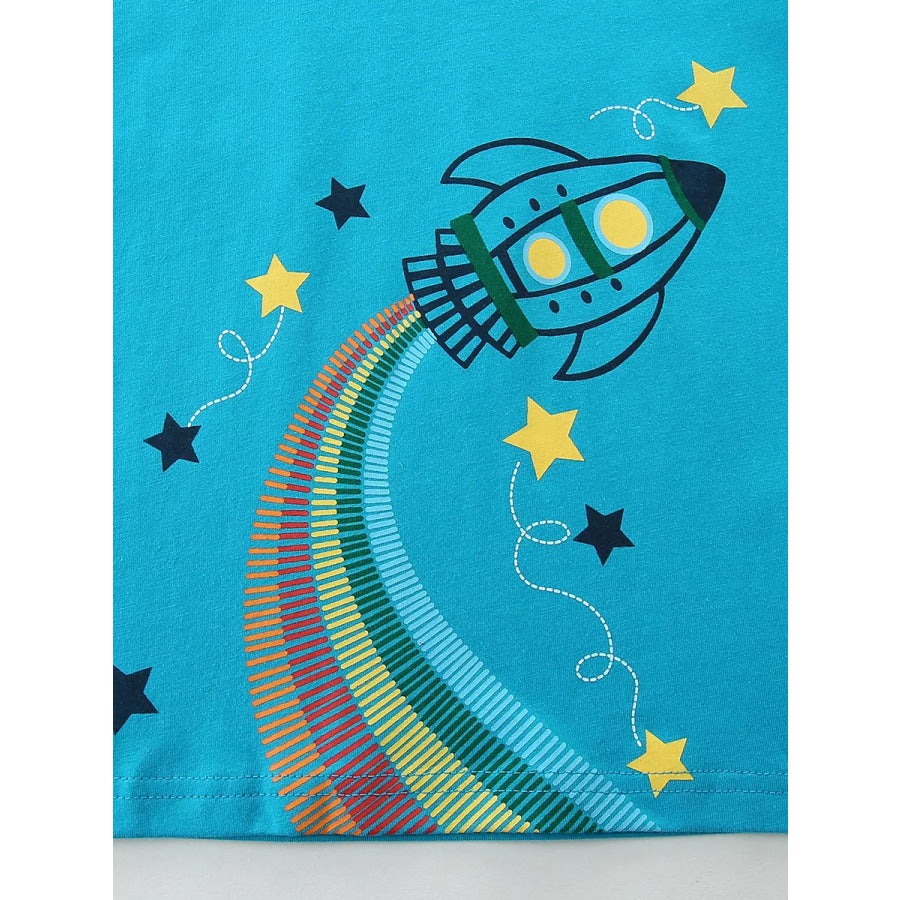 Kids’ Rocket Graphic Round Neck T-Shirt Apparel and Accessories