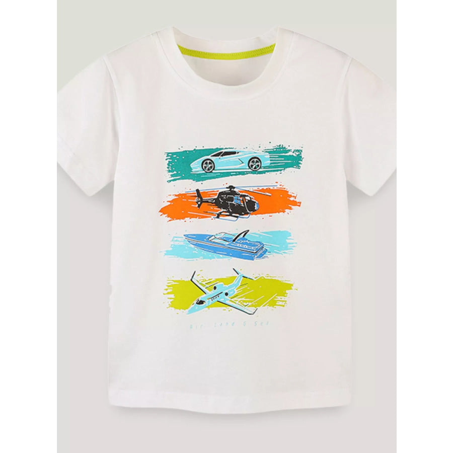 Kids’ Vehicles Graphic T-Shirt Cream / 2Y Apparel and Accessories
