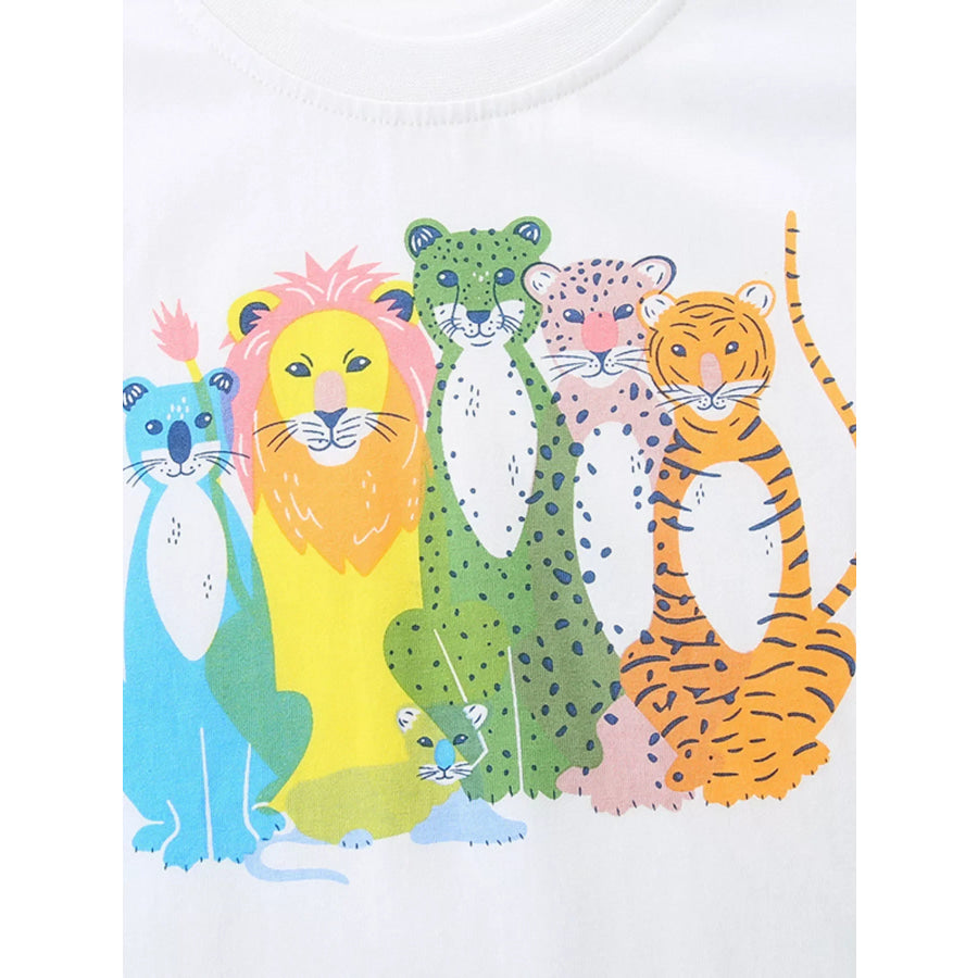 Kids’ Wild Animal Graphic Round Neck T-Shirt Apparel and Accessories