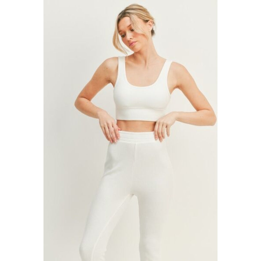 Kimberly C Waffle Tank and High Waist Flare Pants Set Apparel and Accessories