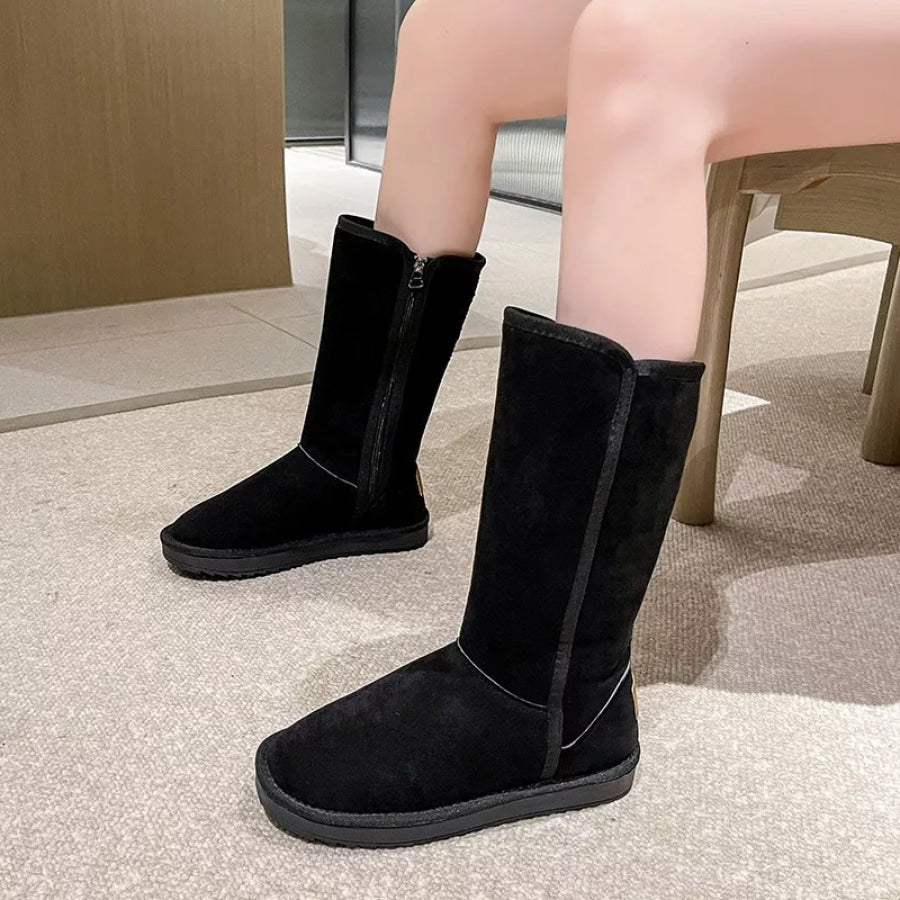 Knee-High Boots with Zipper Black / 35 Apparel and Accessories