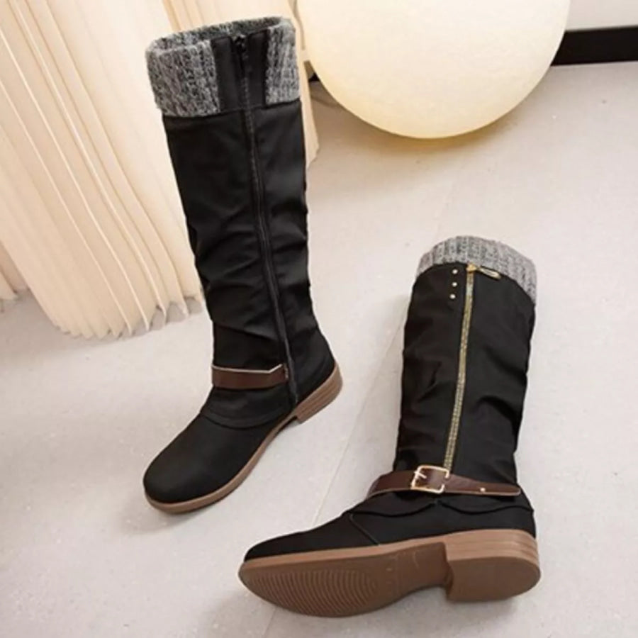 Knee High Slouch Boots with Knit Cuff Apparel and Accessories