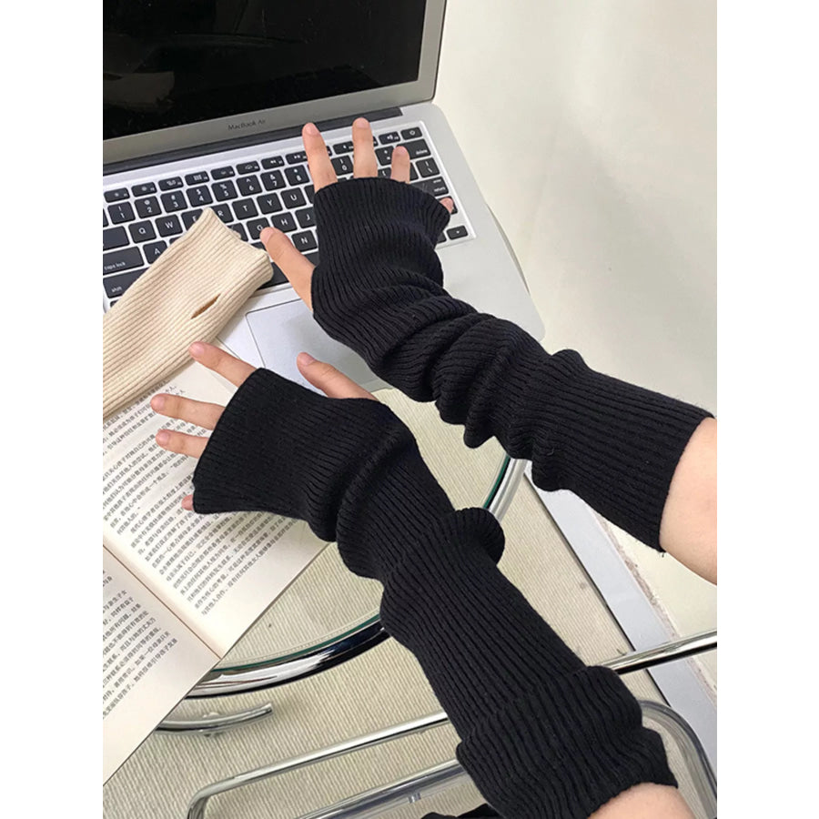 Knitted Arm Warmer Gloves Black / One Size Apparel and Accessories