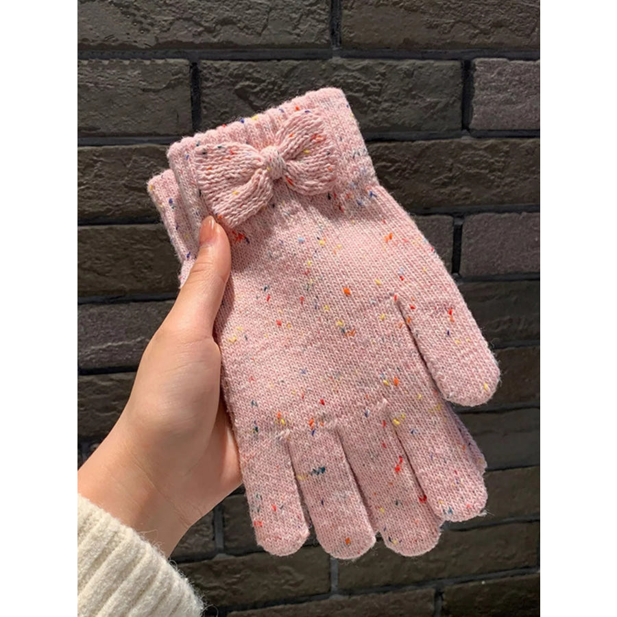 Knitted Bow Accent Gloves Apparel and Accessories