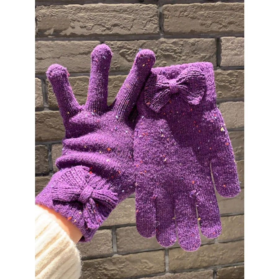 Knitted Bow Accent Gloves Apparel and Accessories