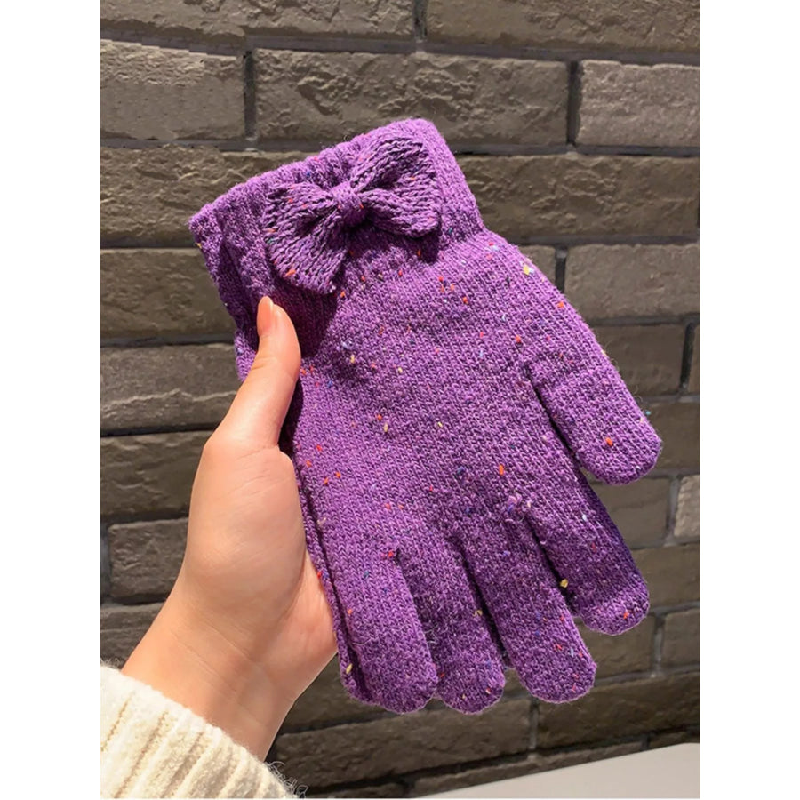 Knitted Bow Accent Gloves Apparel and Accessories
