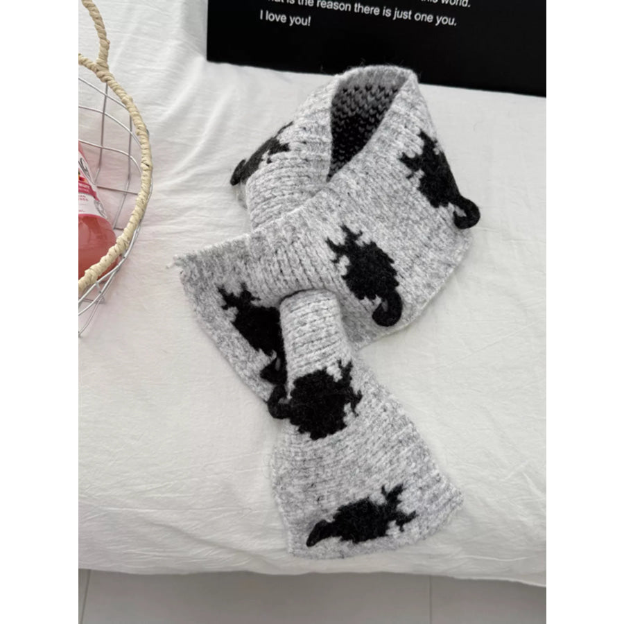 Knitted Contrast Pattern Warm Scarf Light Gray / ONESIZE Apparel and Accessories