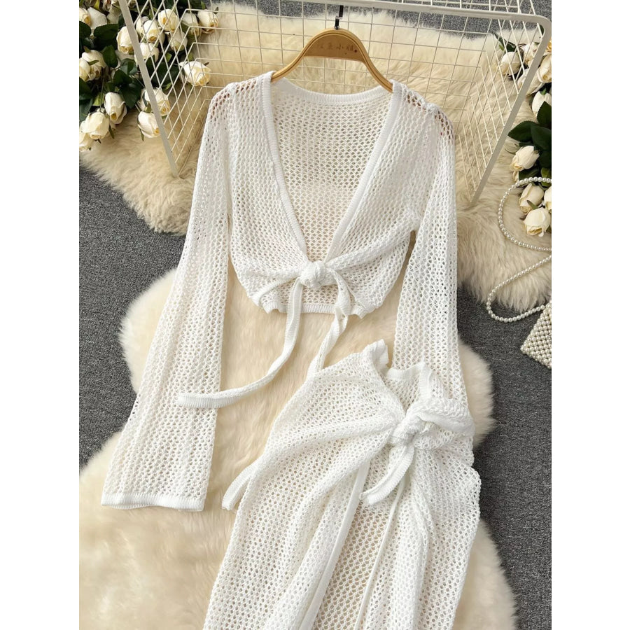 Knitted Crop Top and Slit Skirt Set Apparel and Accessories