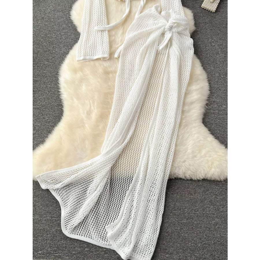 Knitted Crop Top and Slit Skirt Set Apparel and Accessories