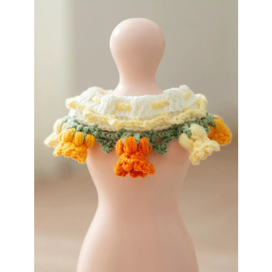 Knitted Floral Pet Collar Apparel and Accessories