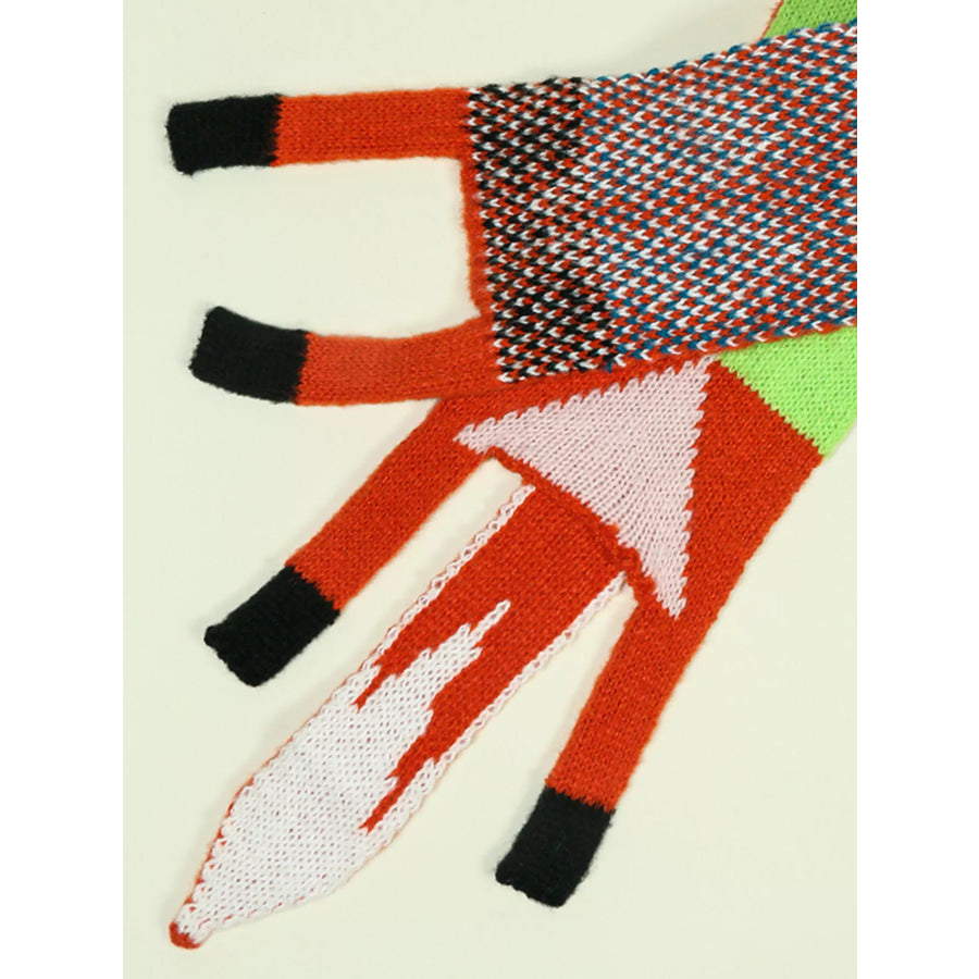 Knitted Fox Pattern Scarf Apparel and Accessories