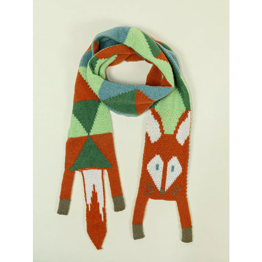 Knitted Fox Pattern Scarf Apparel and Accessories
