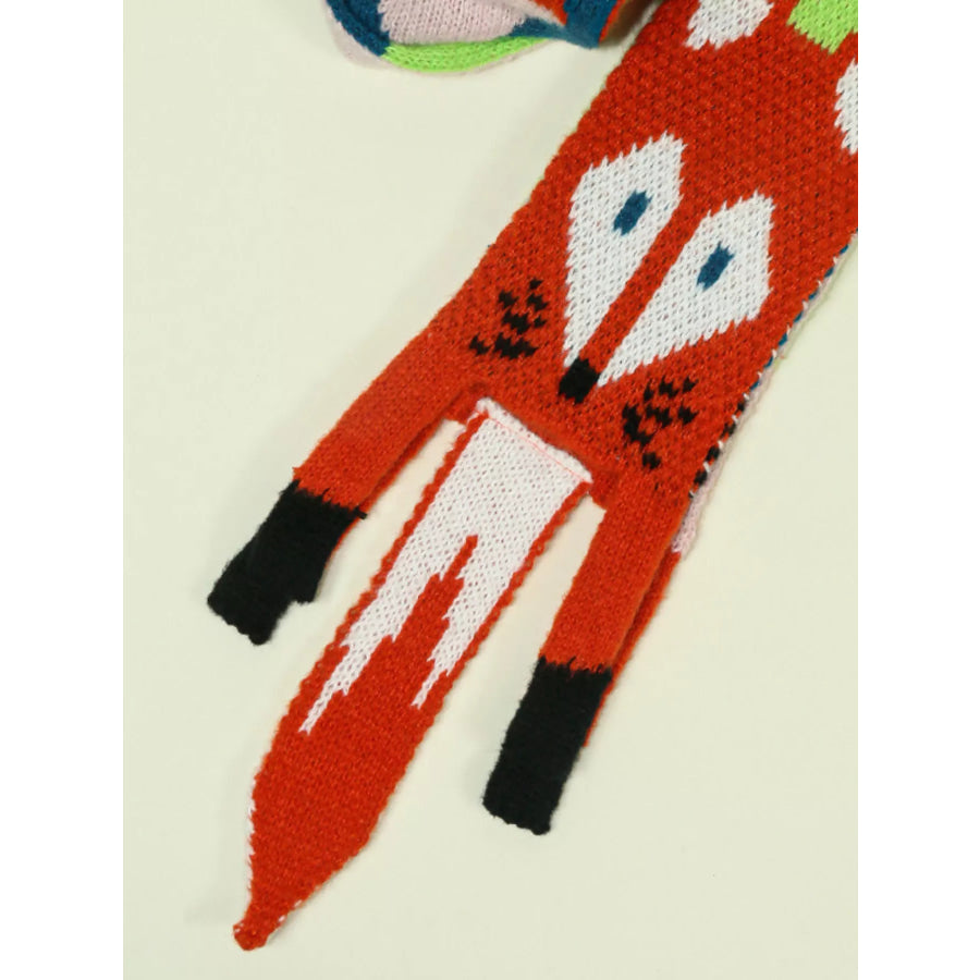 Knitted Fox Pattern Scarf Apparel and Accessories