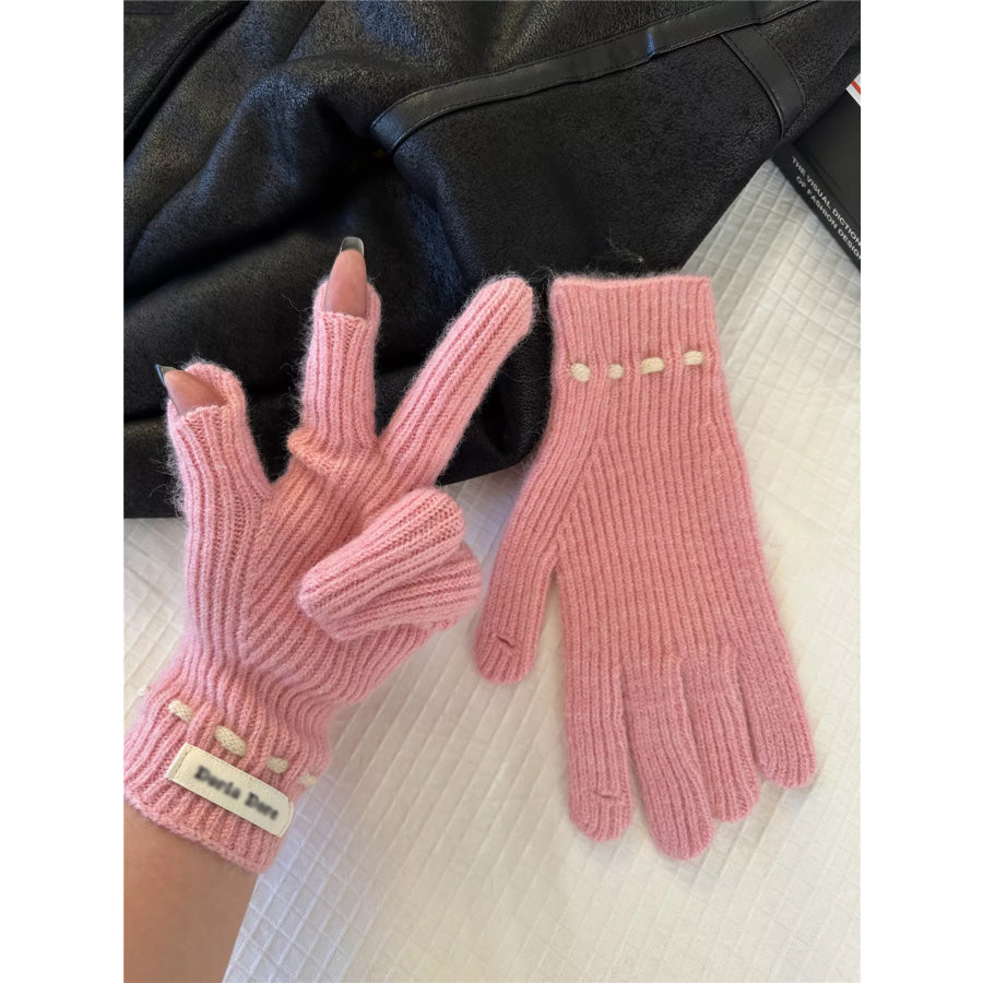Knitted Gloves with Bow Accent Apparel and Accessories