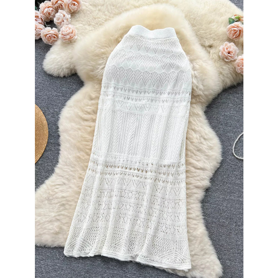 Knitted Hollow Out Maxi Skirt Apparel and Accessories
