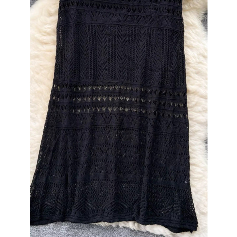Knitted Hollow Out Maxi Skirt Apparel and Accessories