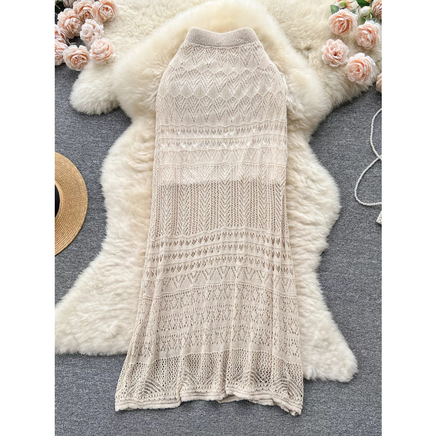 Knitted Hollow Out Maxi Skirt Apparel and Accessories