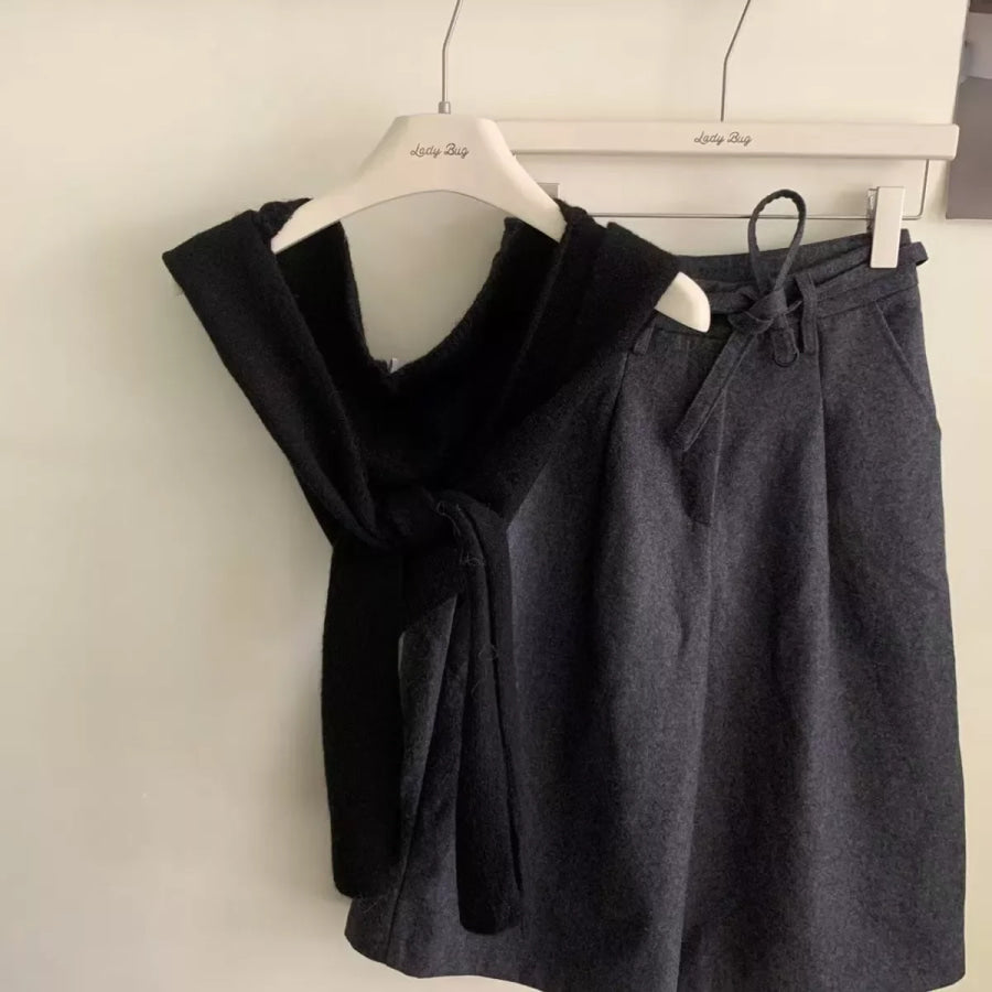 Knitted Hooded Scarf Black / ONESIZE Apparel and Accessories